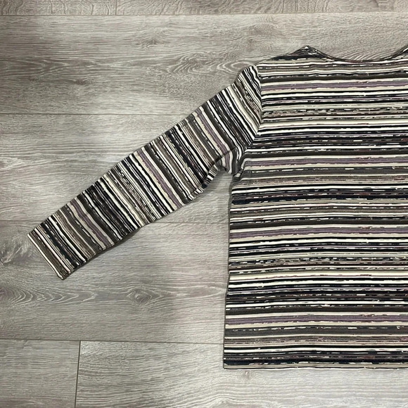 🌸 Croft & Barrow Crewneck Long Sleeve Striped Top L - Picture 13 of 14